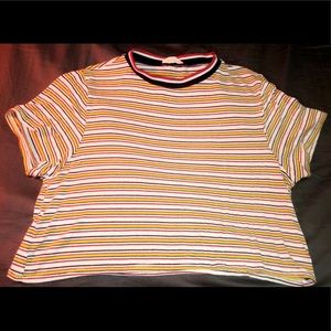cute striped yellow red and black crop top